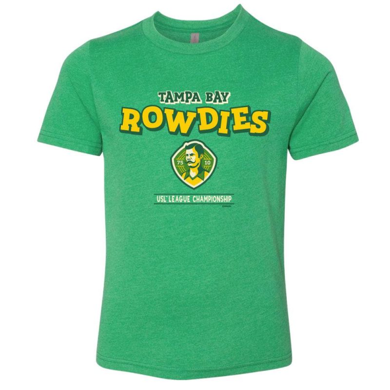 rowdies youth green yellow bumpy crest t shirt the bay republic or team store of the tampa bay rays and rowdies