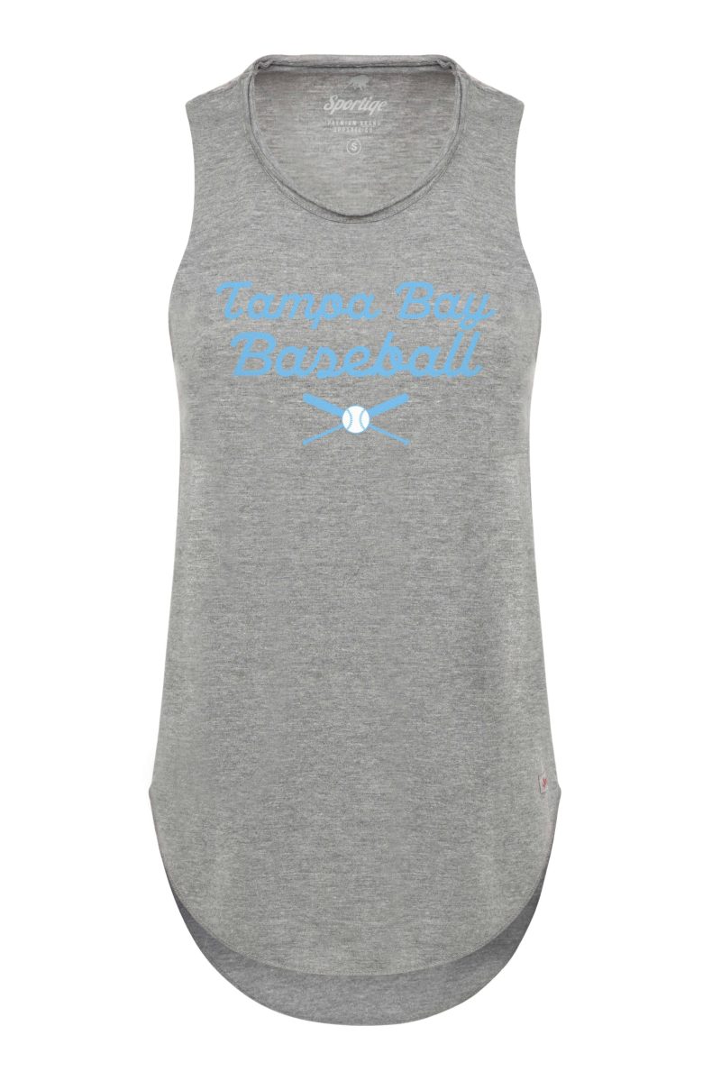 women s grey tampa bay baseball bats sportiqe tank top the bay republic or team store of the tampa bay rays and rowdies 1