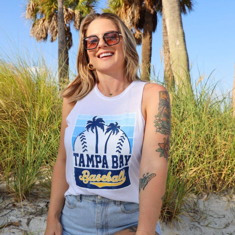 women s white tampa bay baseball palm trees sportiqe tank top the bay republic or team store of the tampa bay rays and rowdies 4